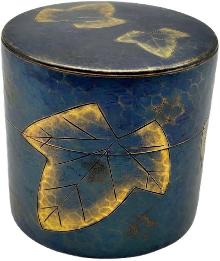 Amazon｜玉川堂 鎚起銅製 茶筒 紫金色葉紋茶筒 無形文化財 -66-｜茶筒