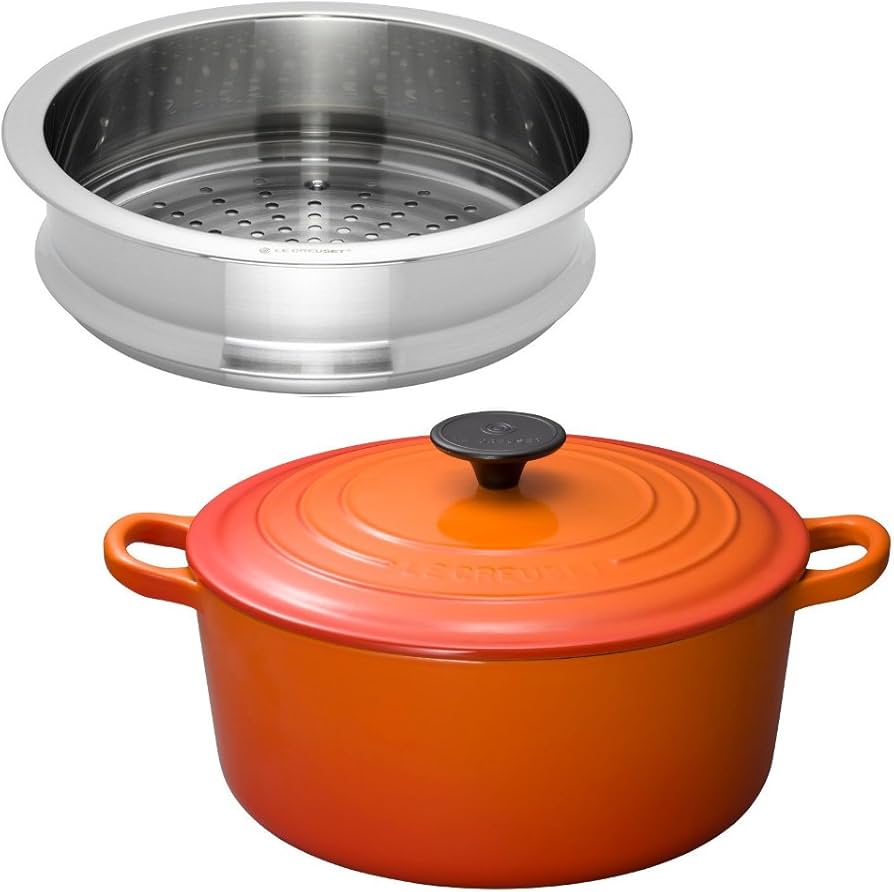 Amazon.co.jp: 【セット買い】 ルクルーゼ 蒸し器 ココット ロンド