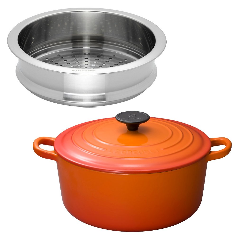 Amazon.co.jp: 【セット買い】 ルクルーゼ 蒸し器 ココット ロンド