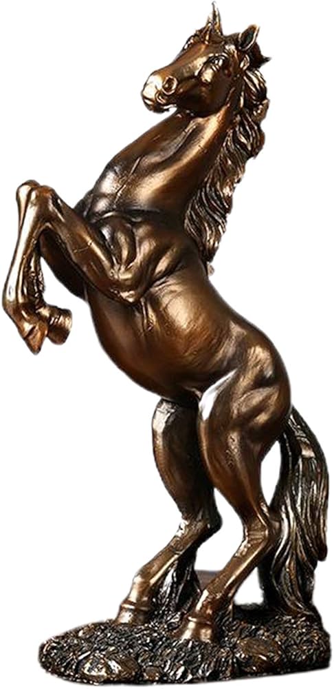 Amazon.co.jp: 馬像置物-樹脂立ち戦闘馬彫刻の装飾卓上装飾品 - 銅