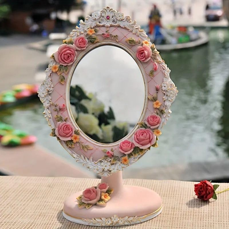 Amazon.co.jp: 【Bellechan Shop】アンティーク ローズミラー 卓上 鏡