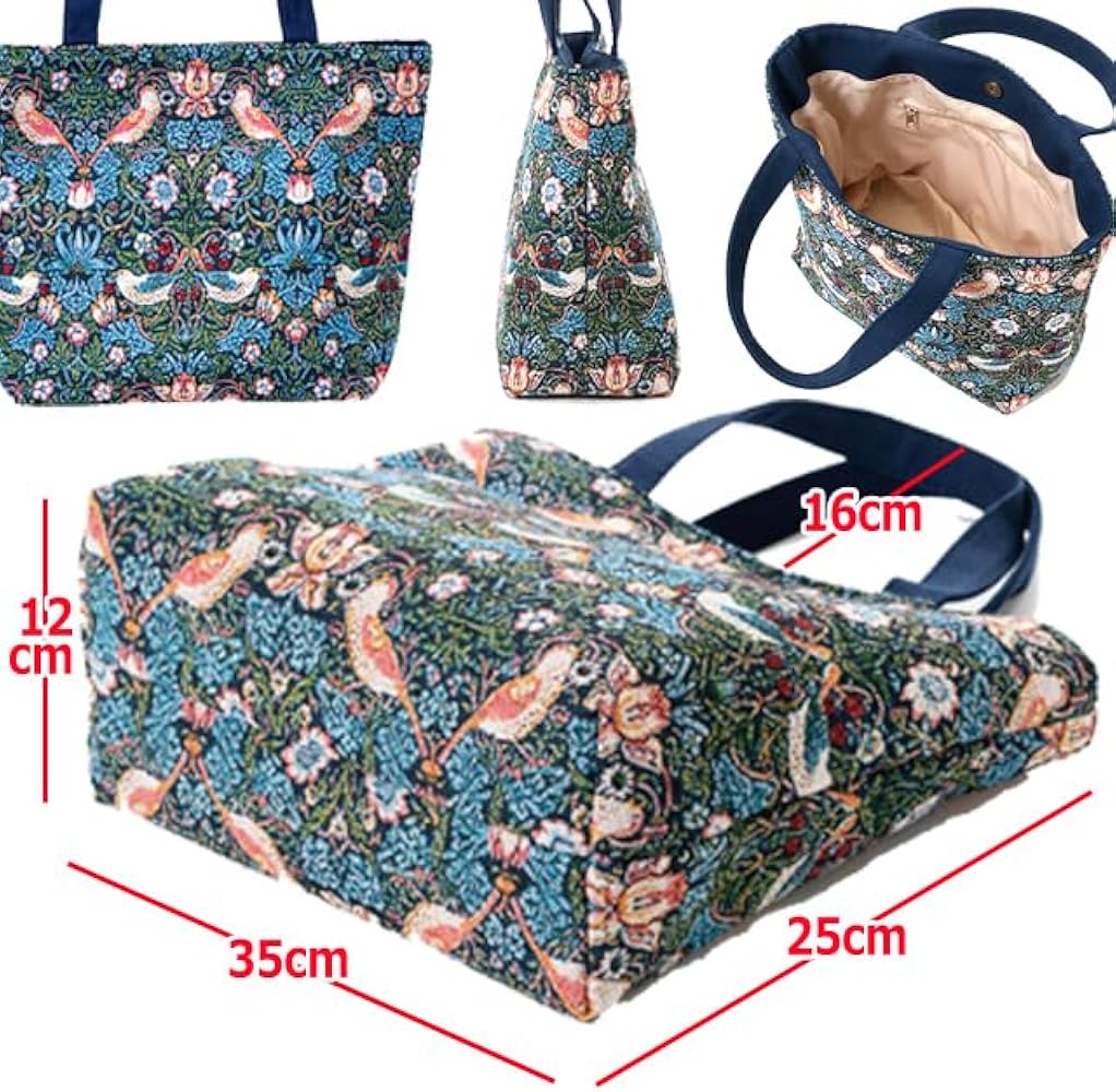 Amazon | ウィリアム・モリスの「いちご泥棒」ジャガード織りトート