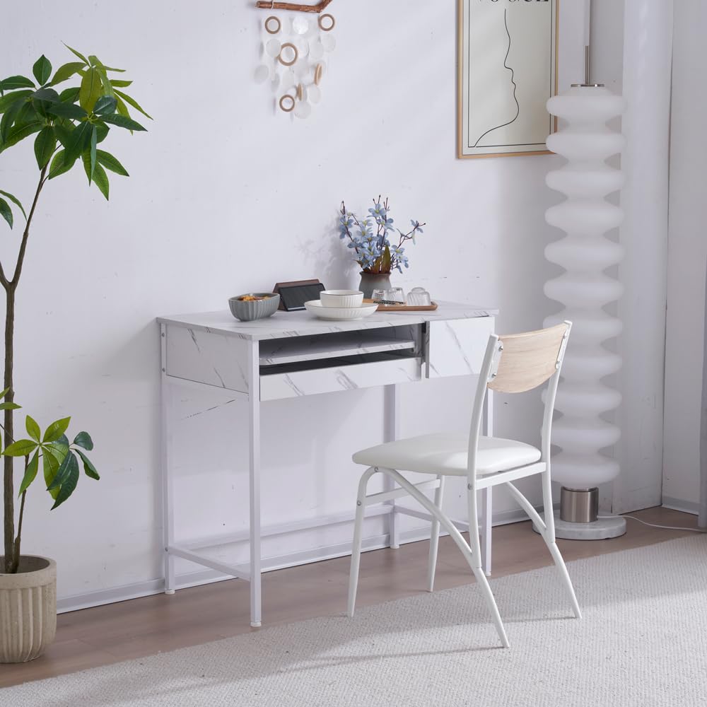 Amazon | パソコンデスク 引き出し付き 収納台 pcデスク 机 大理石柄