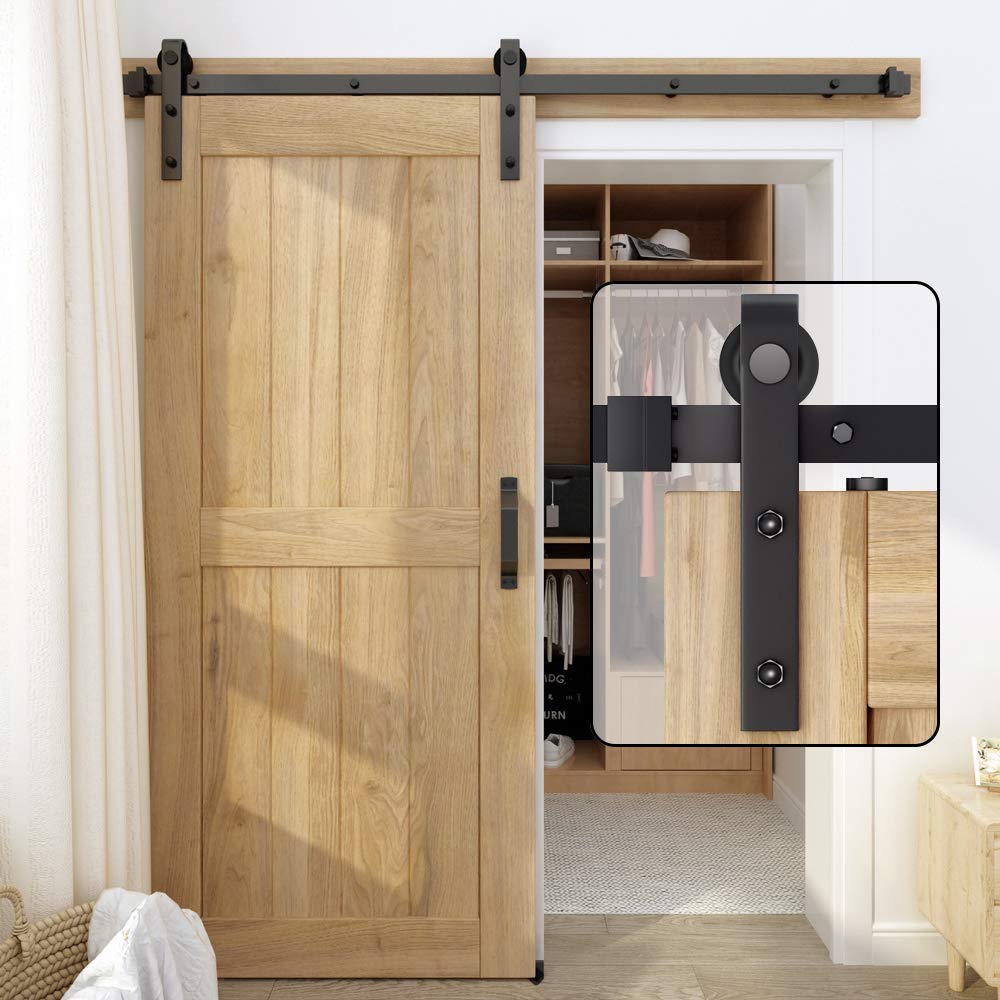 Amazon.co.jp: ZEKOO 吊り引き戸レール バーンドア金具 引き扉 4 FT