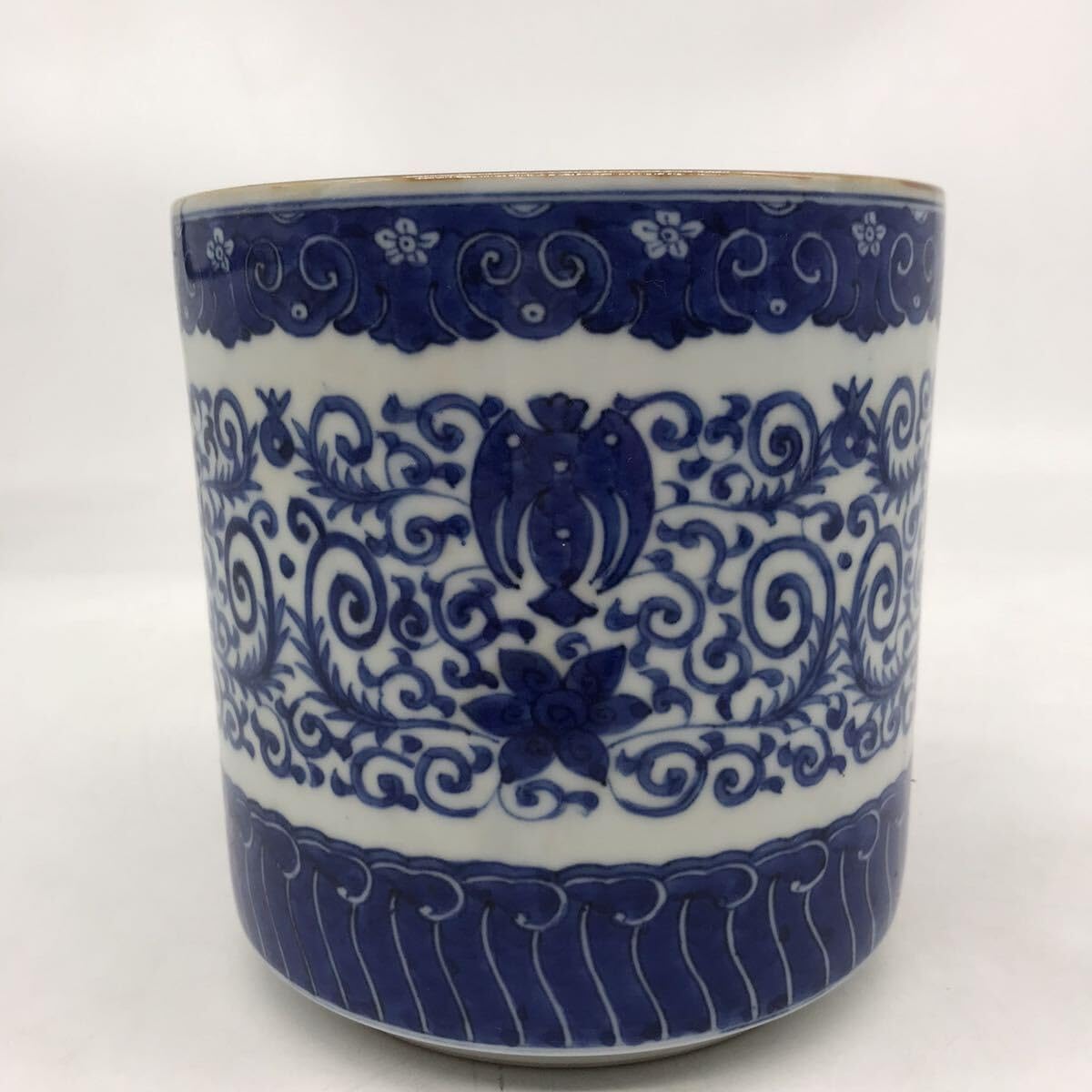 Amazon.co.jp: 水指水差し茶道具平安春峰染付(検茶器骨董品古玩茶道