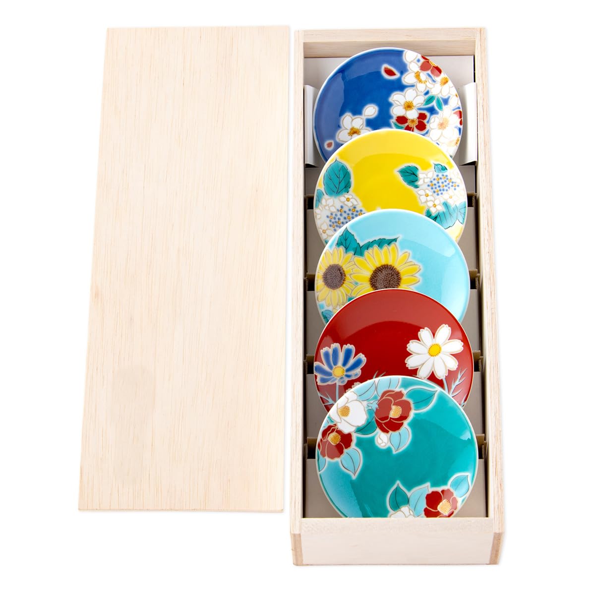 Amazon | 九谷焼 縁起豆皿 (四季の花) 小皿 花柄 絵皿 5枚セット 木