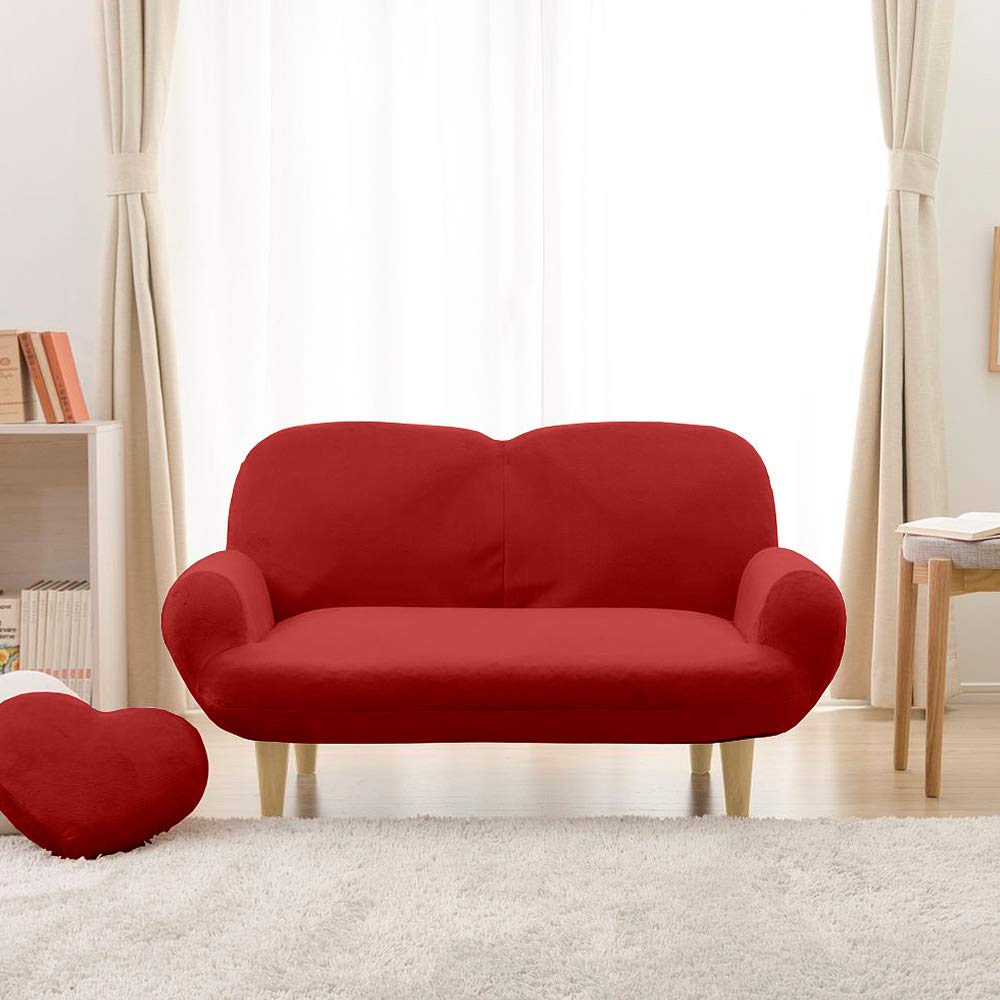 Amazon｜コンパクトソファー/ローソファー 【レッド・ナチュラル脚