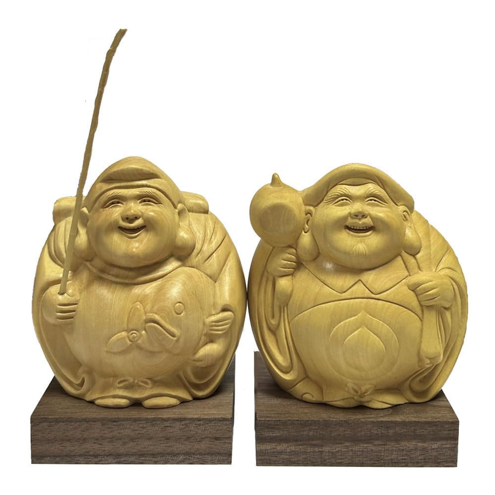 Amazon｜七福神 大黒天 恵比寿 木彫り ツゲ 柘植 金運 開運 風水グッズ