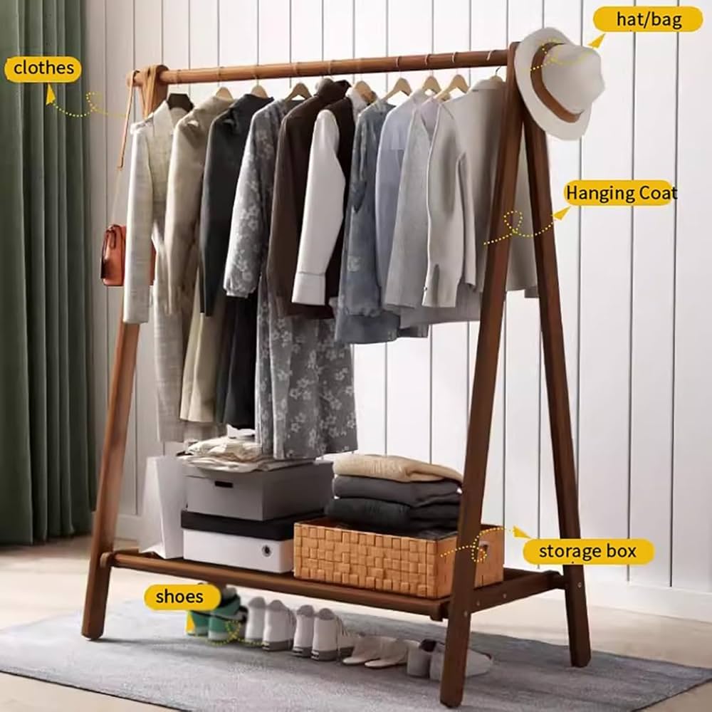 Amazon｜天然木ハンガーラック木製ハンガーラック 折りたたみ A型