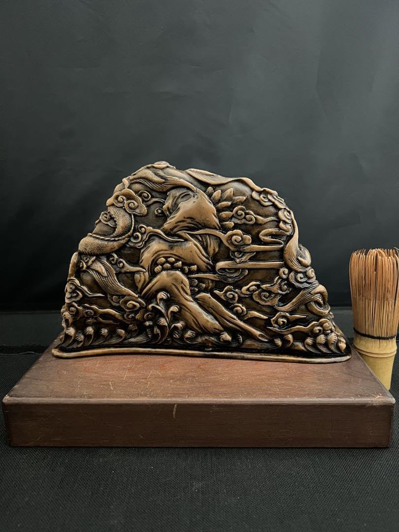 Amazon.co.jp: 石材彫 龍 彫刻 置物 台座 魔除 風水 開運 金運 骨董