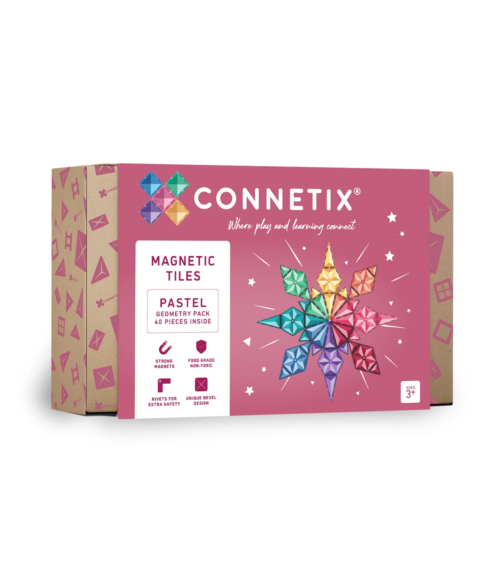 Amazon.com: Connetix Magnetic Tiles Pastel Geometry Pack, 40
