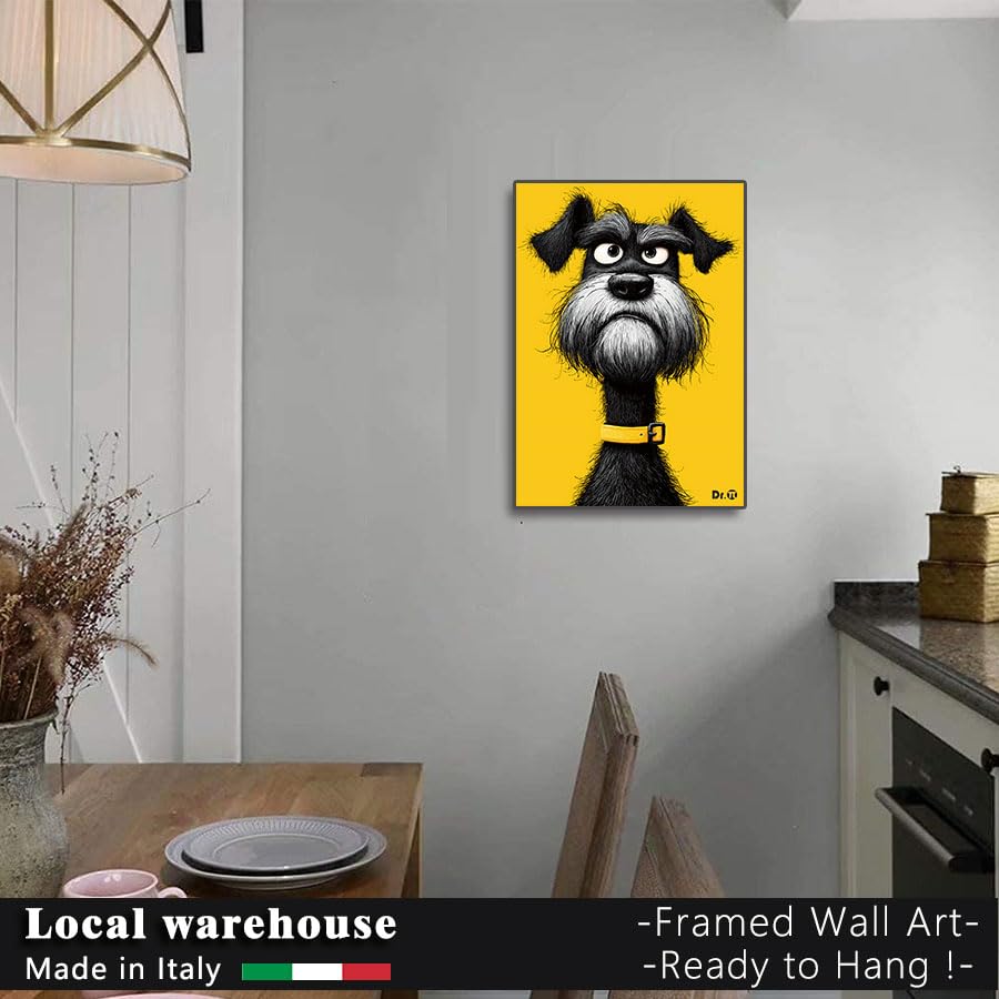 Amazon.co.jp: アメリカンコミック風シュナウザー犬アート｜イエロー
