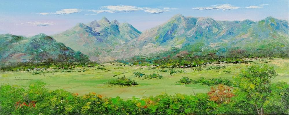 Amazon.co.jp: 西村拡人 阿蘇五岳・7 阿蘇 絵画 風景画 熊本 油絵 一点