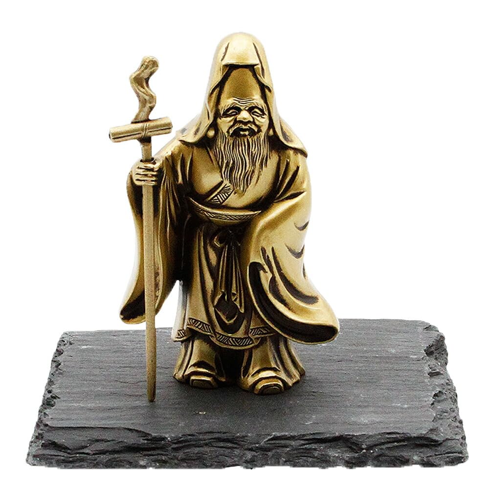 Amazon.co.jp: 古美金調 福禄寿 像(金属製) 石板台座 付 金運 上昇願い