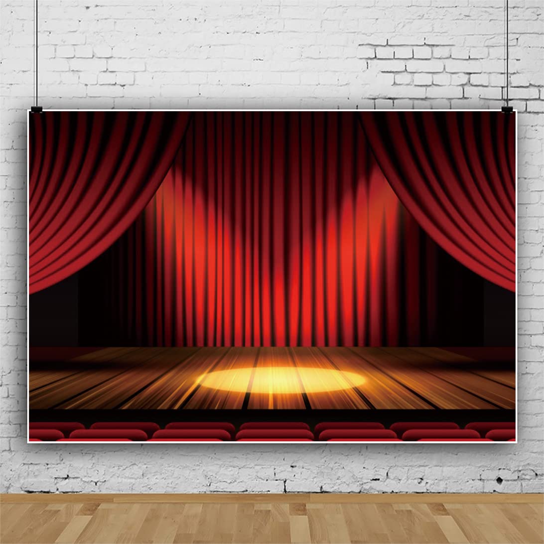 Amazon | 5x3フィート 劇場ステージ インテリア 背景幕 ステージライト