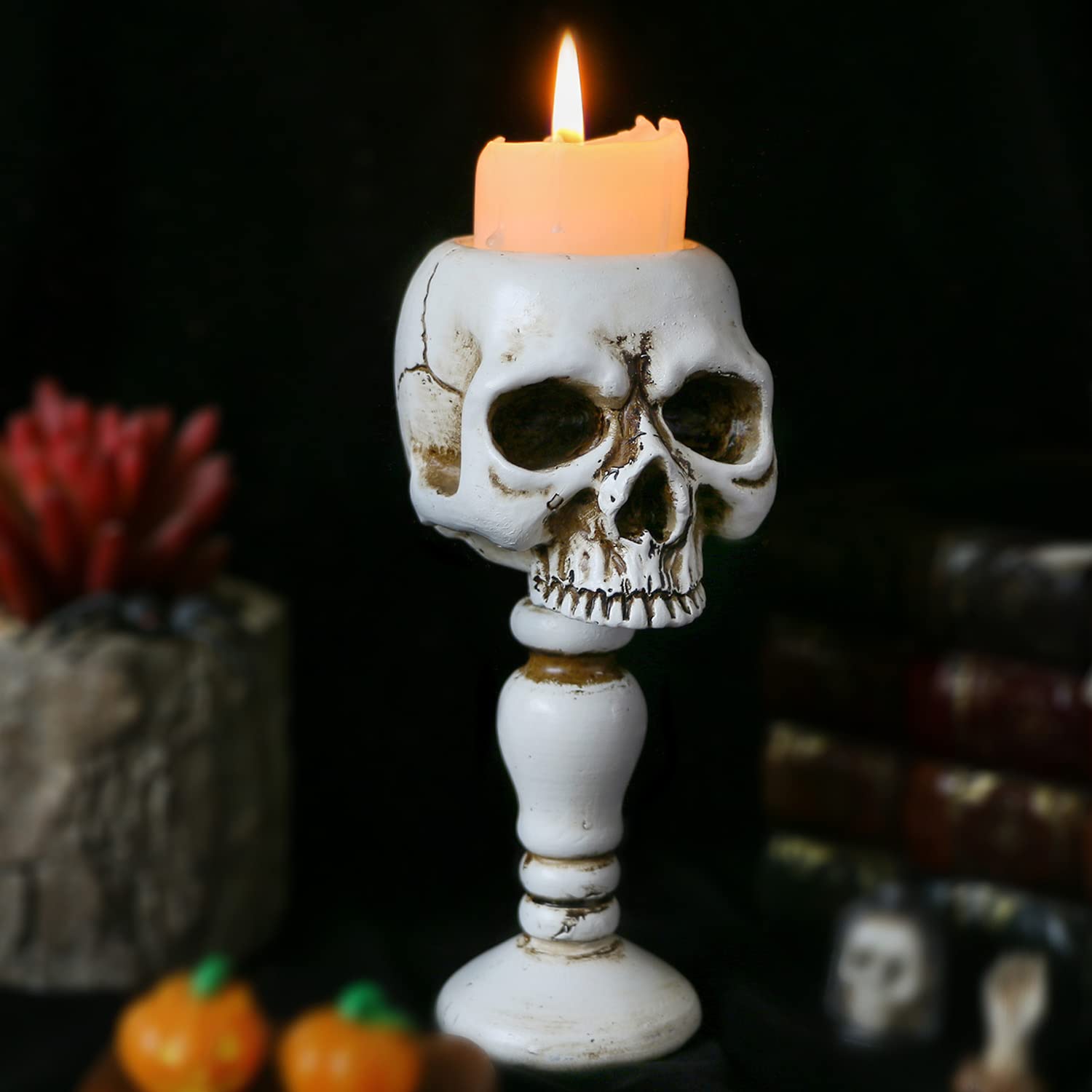 Amazon.com: Skull Candle Holder - Gothic Tabletop Cranium Skeleton