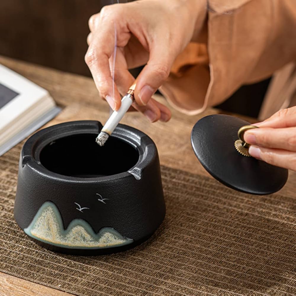 Amazon.co.jp: アッシュトレイ 灰皿 セラミック 山の柄 スモーク用品