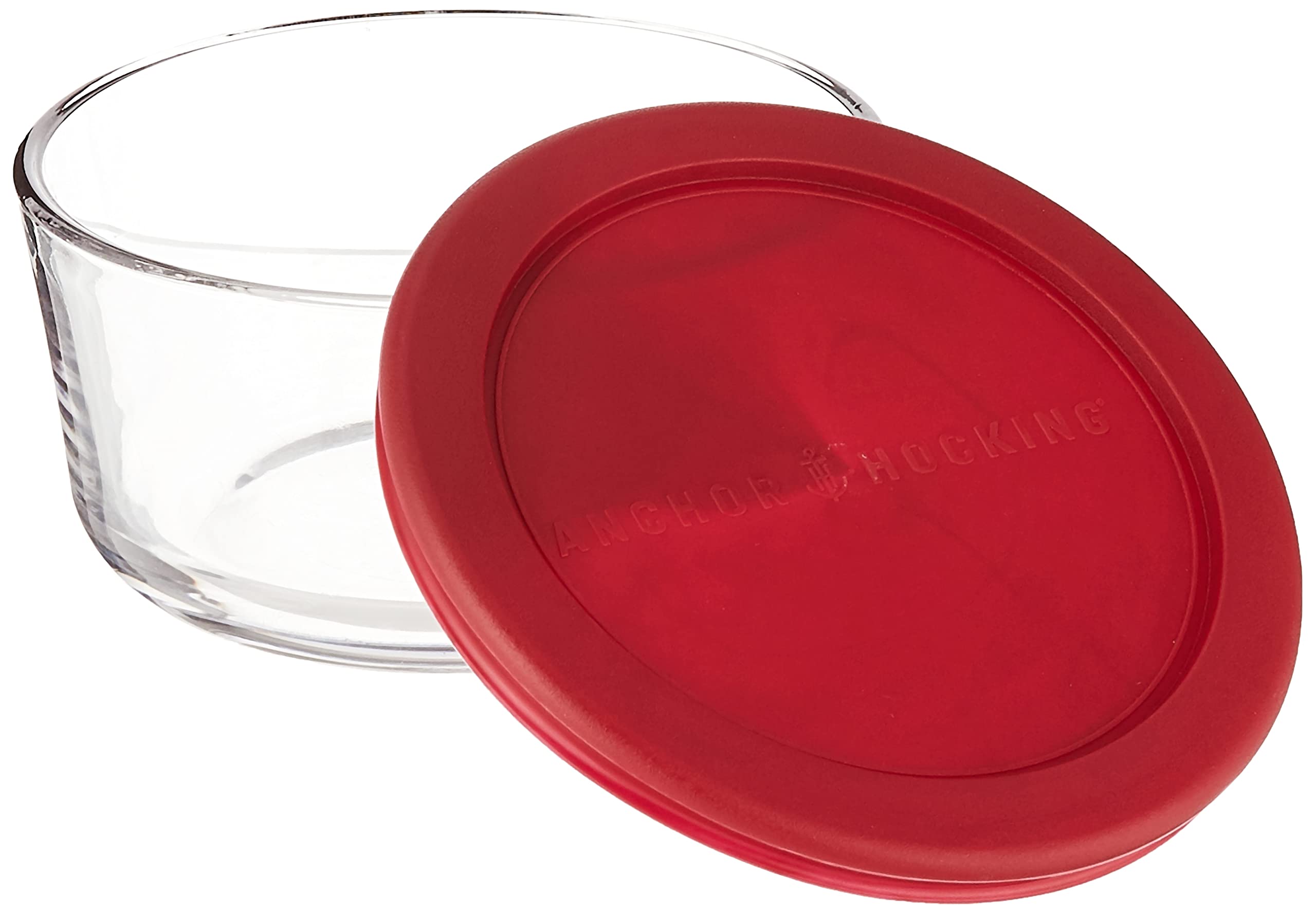 Amazon｜Anchor Hocking クラシックガラス食品保存容器 蓋付き レッド