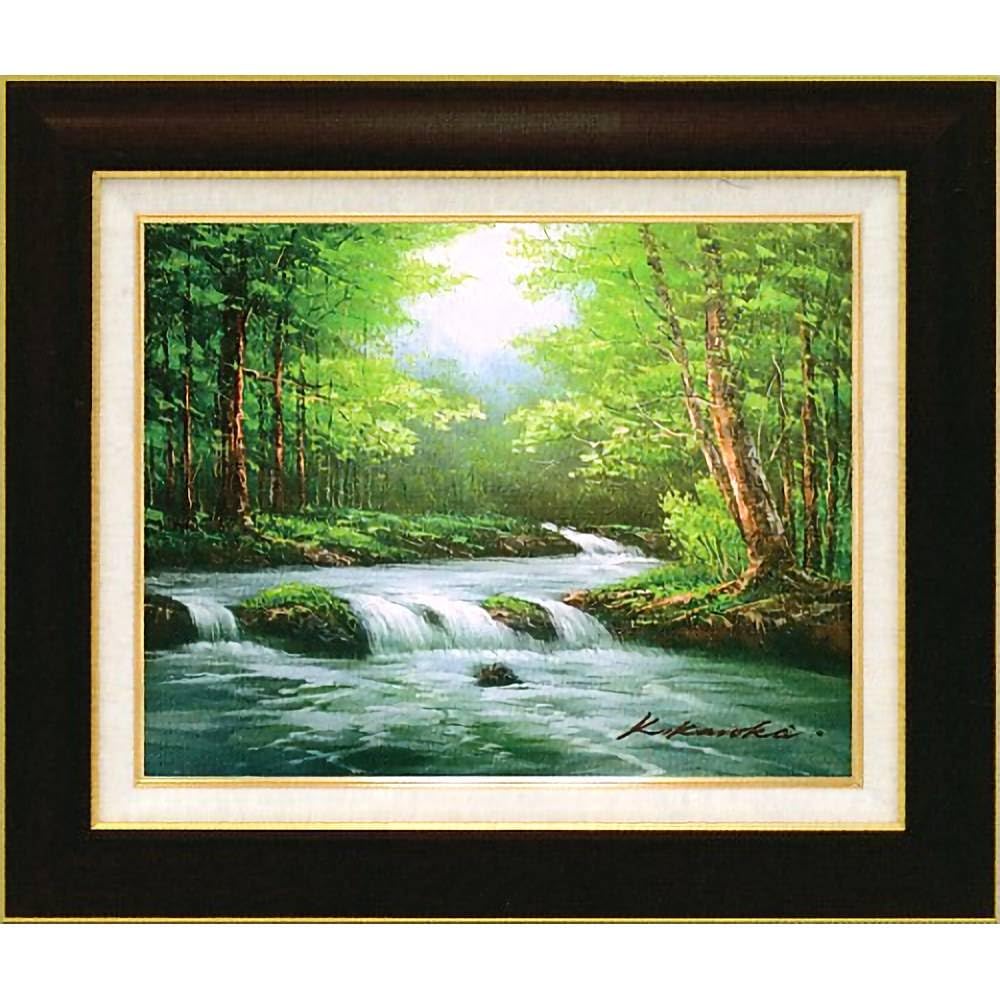 美しい風景画 A. ROWE作 油彩画 肉筆 サイン入り 額装済み 美しい風景