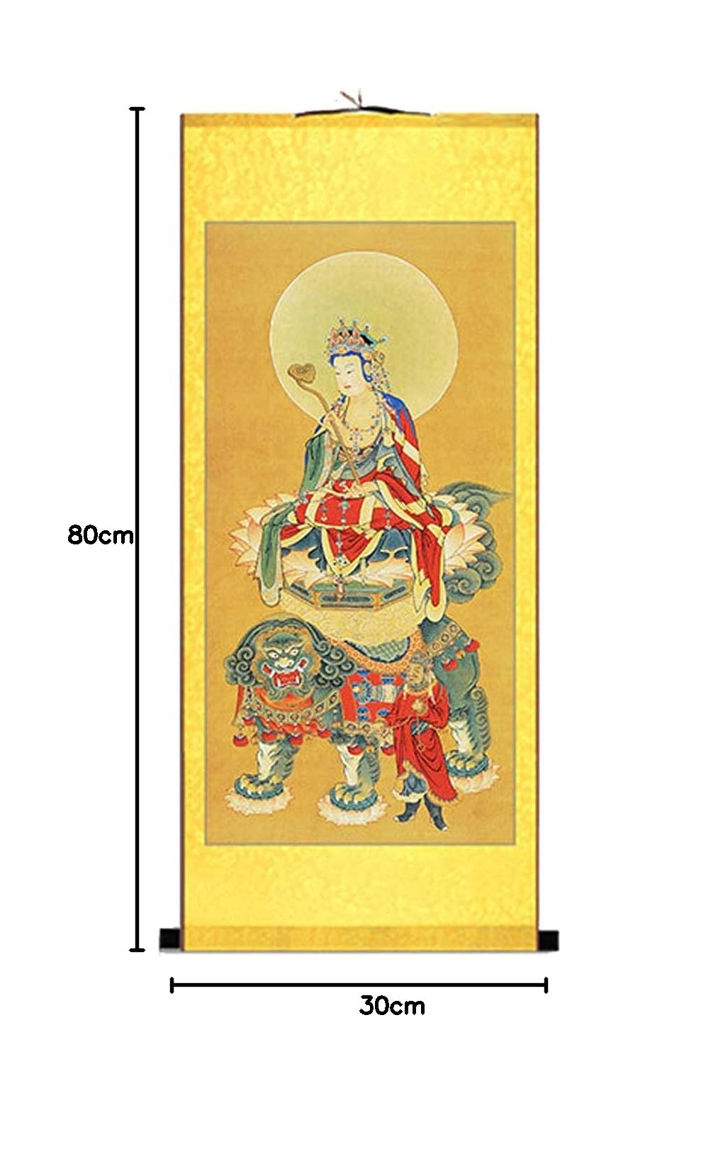 Amazon｜掛け軸 仏像画掛軸 オリジナル シルクの絵 手作り【文殊菩薩