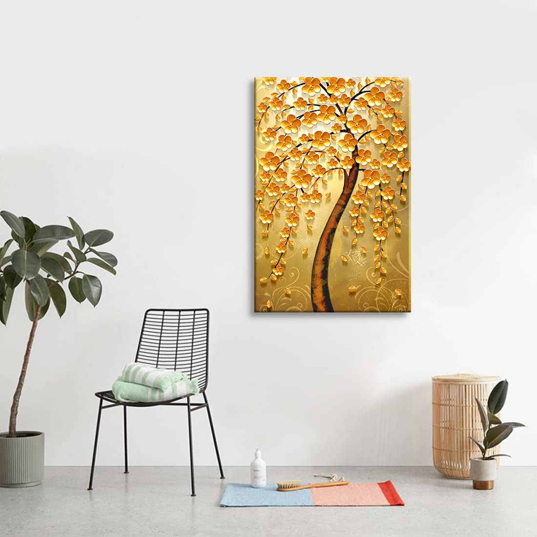 Amazon.co.jp: アートパネル 玄関 金運アップお 幸運の木風水絵