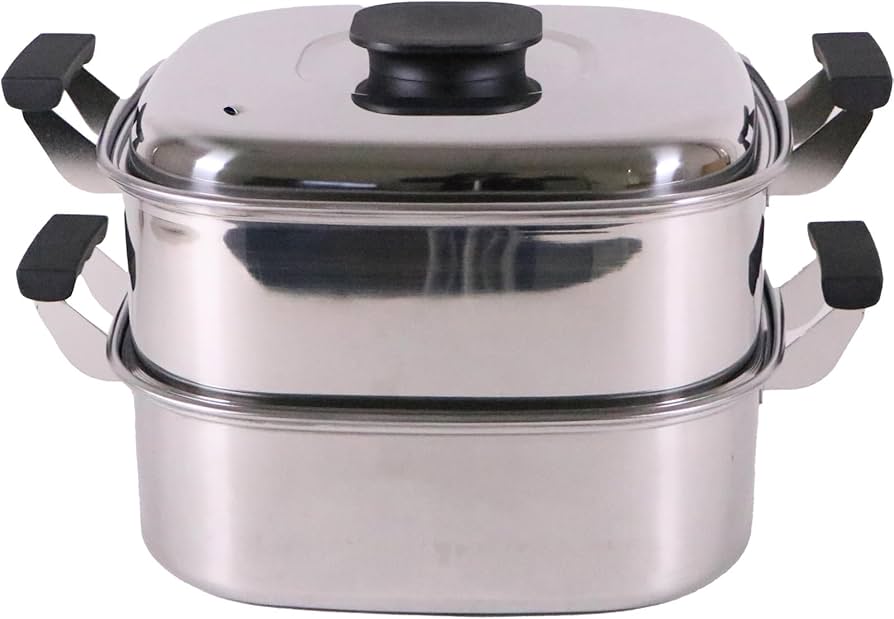 Amazon｜神子島製作所 桃印 18-0角型蒸器 2段27cm｜蒸し器・せいろ