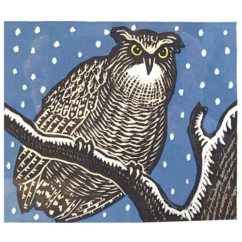 Amazon.co.jp: ☆ 手島圭三郎 ☆ 雪のしまふくろう 手刷り木版画インチ