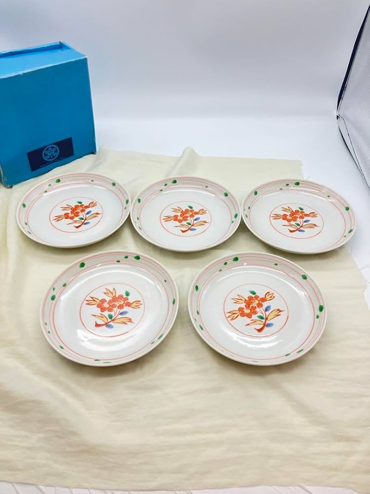 Amazon | 保管品 たち吉 お皿 5枚セット 赤絵 銘々皿 花柄 | ノー