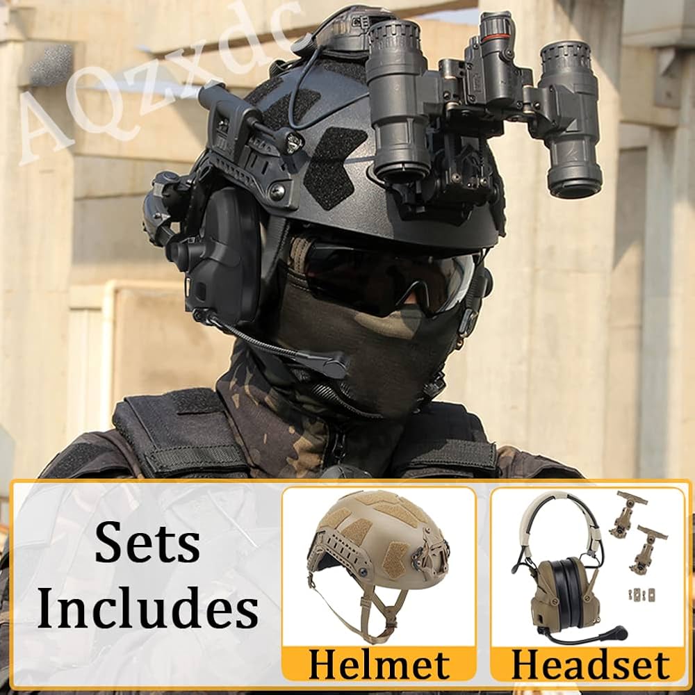 Amazon | AQ zxdc エアソフト 海上ヘルメットとノイズキャンセリング