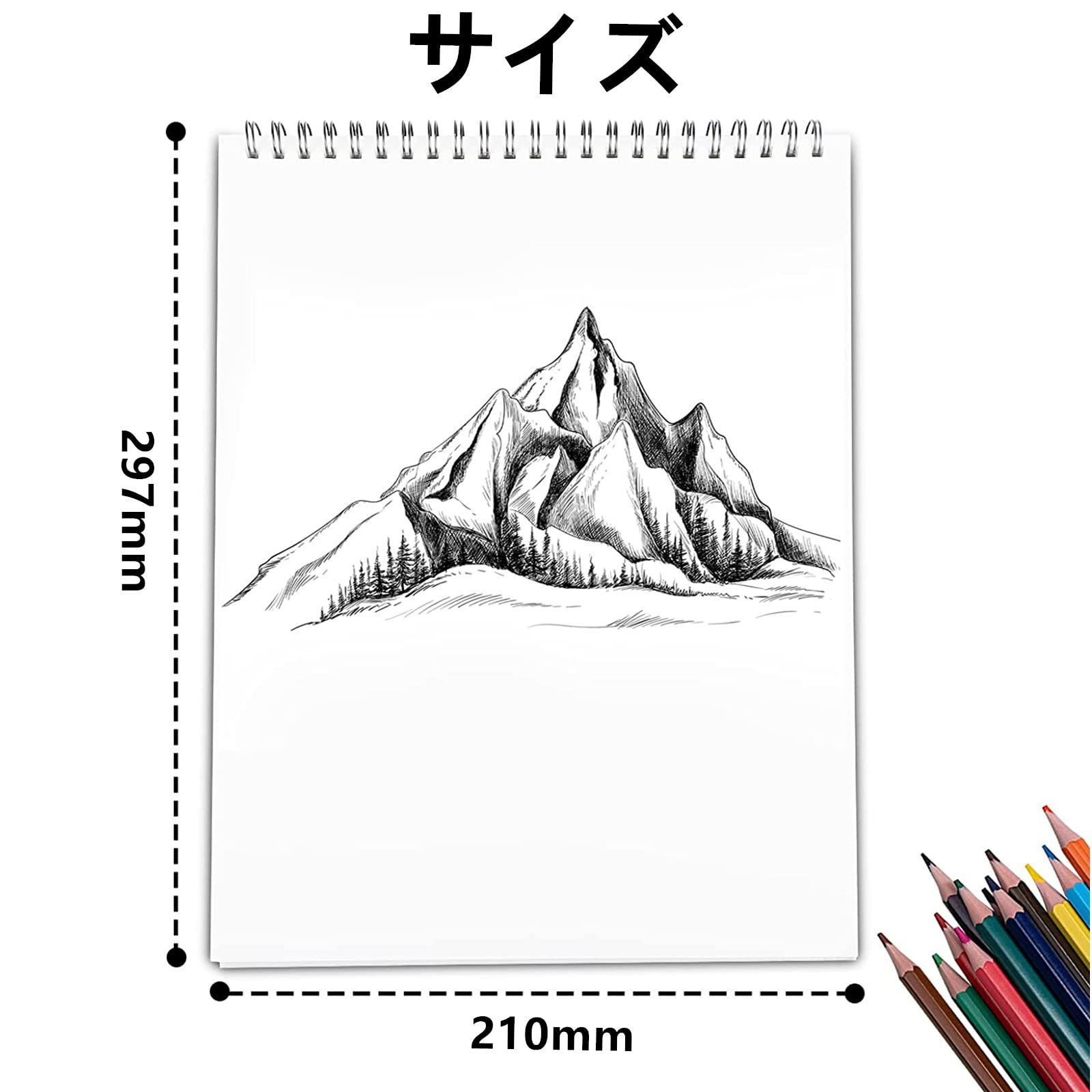 Amazon.co.jp: スケッチブック A4サイズ 1冊 縦開き 厚口画用紙 30枚