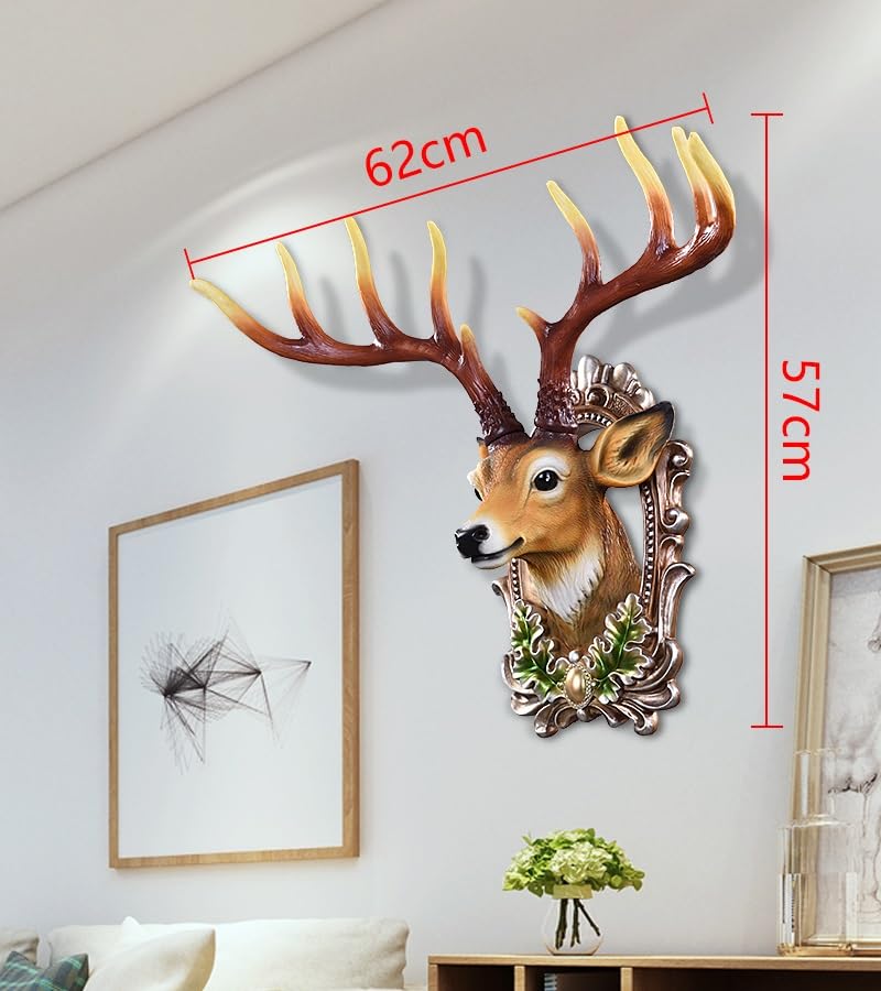Amazon.co.jp: 樹脂製フェイク鹿の頭 角 壁掛け装飾、アート剥製
