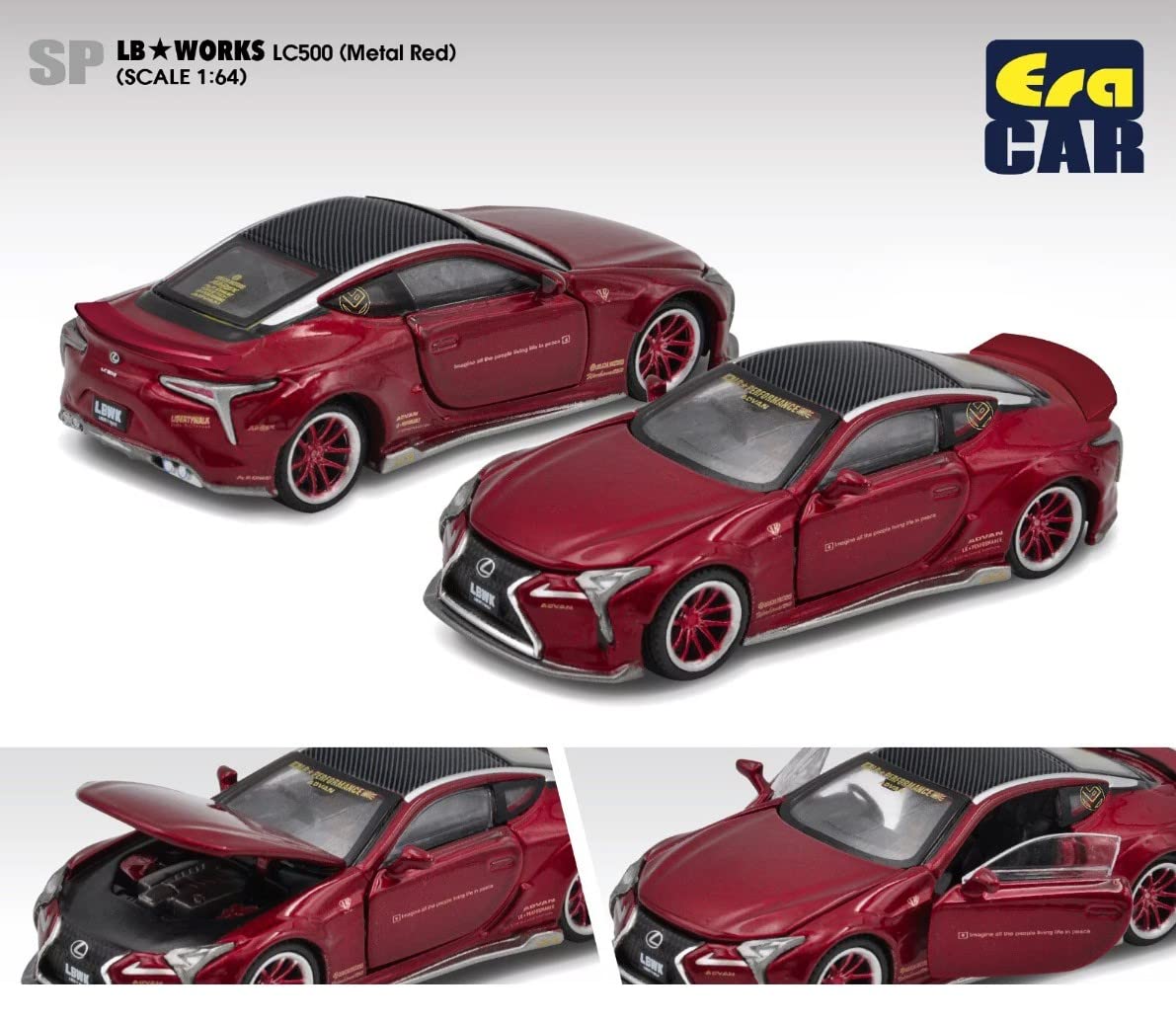 Era Car 1/64 Scale Liberty Walk Lexus Lc500 Metallic Red (Era Car