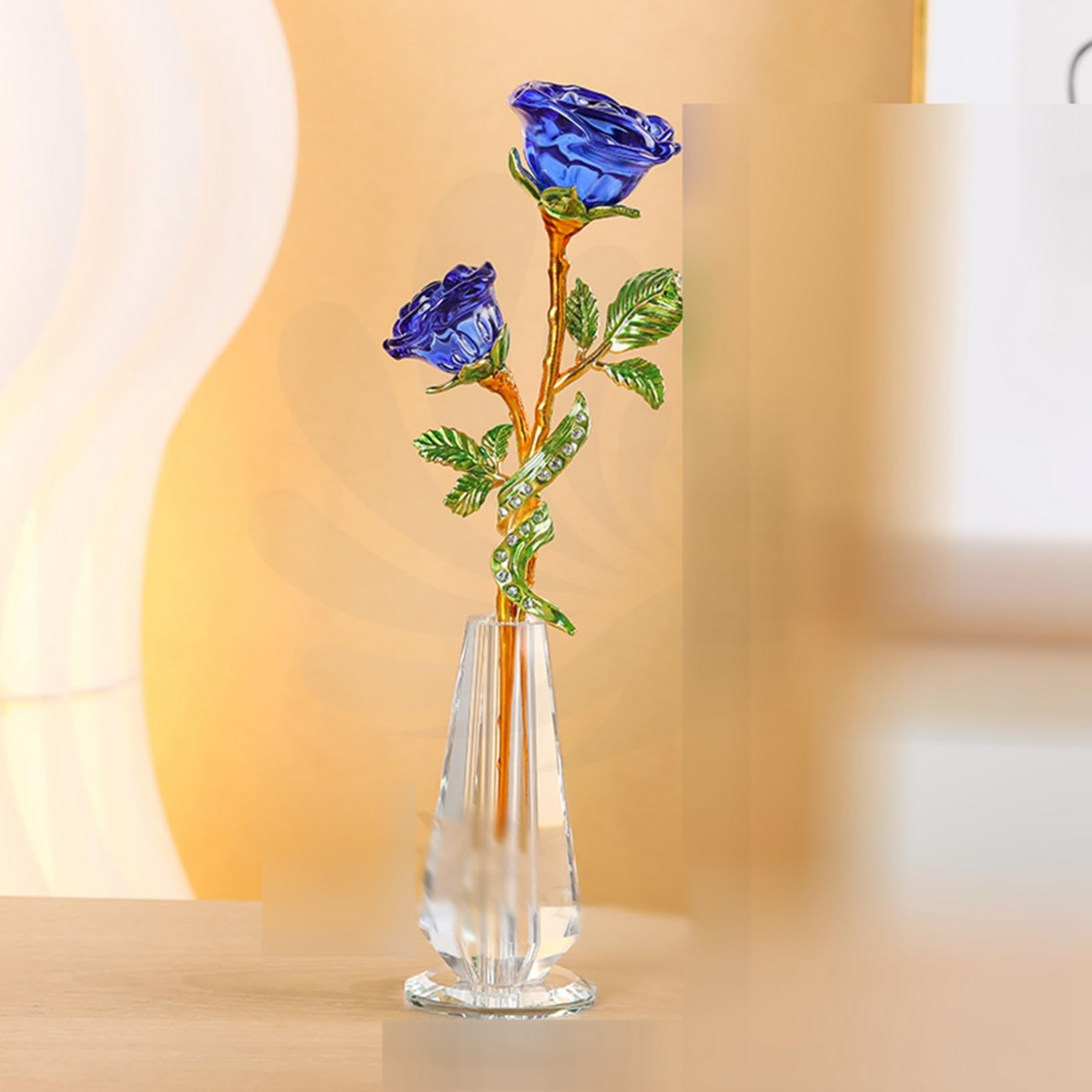 Amazon.co.jp: クリスタルガラス 造花 ガラスフラワー 薔薇 ローズ