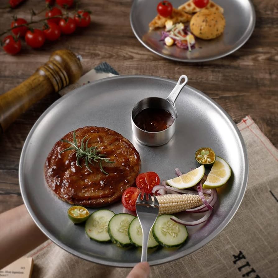 Amazon.co.jp: [EFFORTS] 皿 ステンレス皿 丸皿 ステンレス丸皿 食器