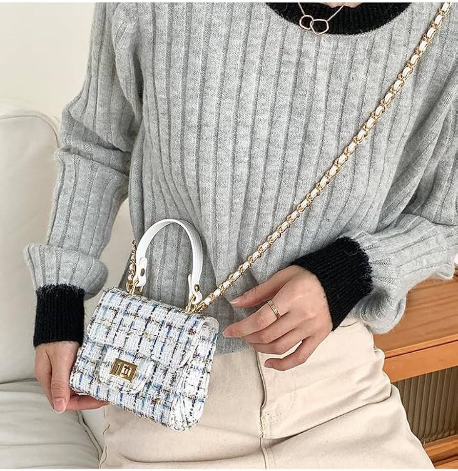 Amazon.co.jp: ツイード小香風チェーンバッグ女性用ショルダーバッグ