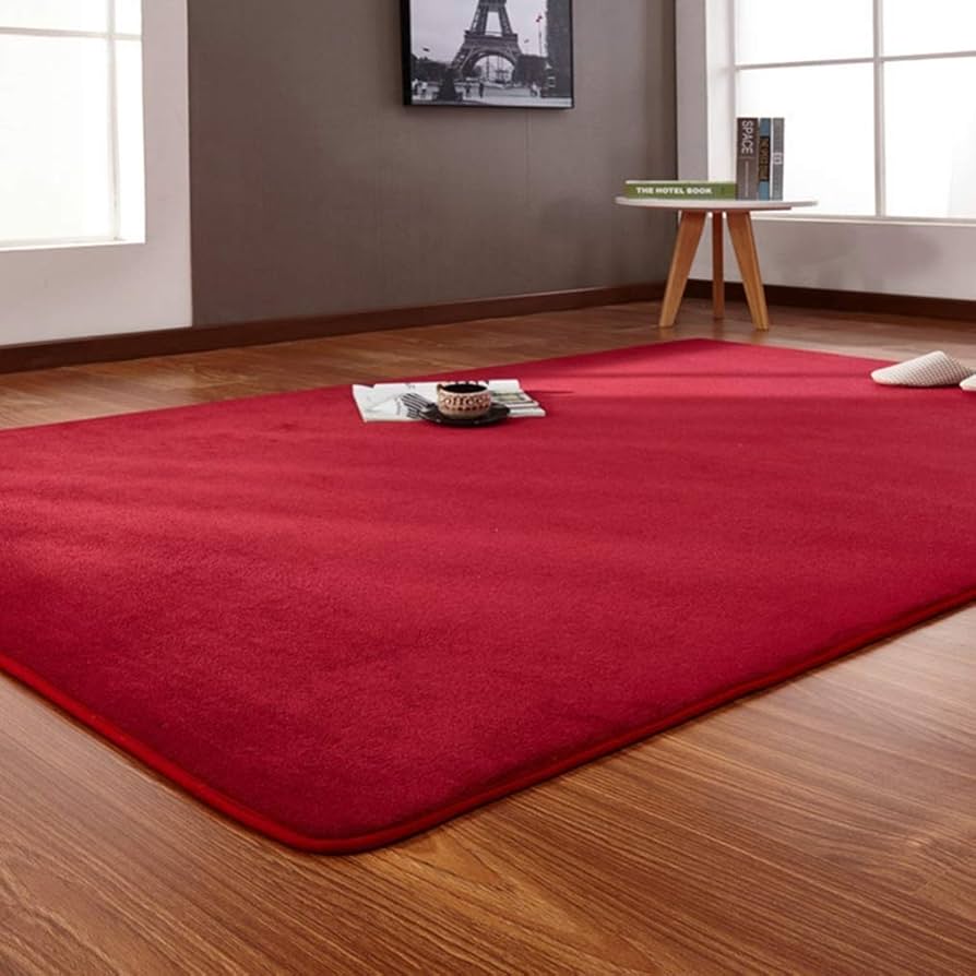 Amazon｜ラグ 赤 カーペット 3畳 大きいサイズ コーラルベルベット