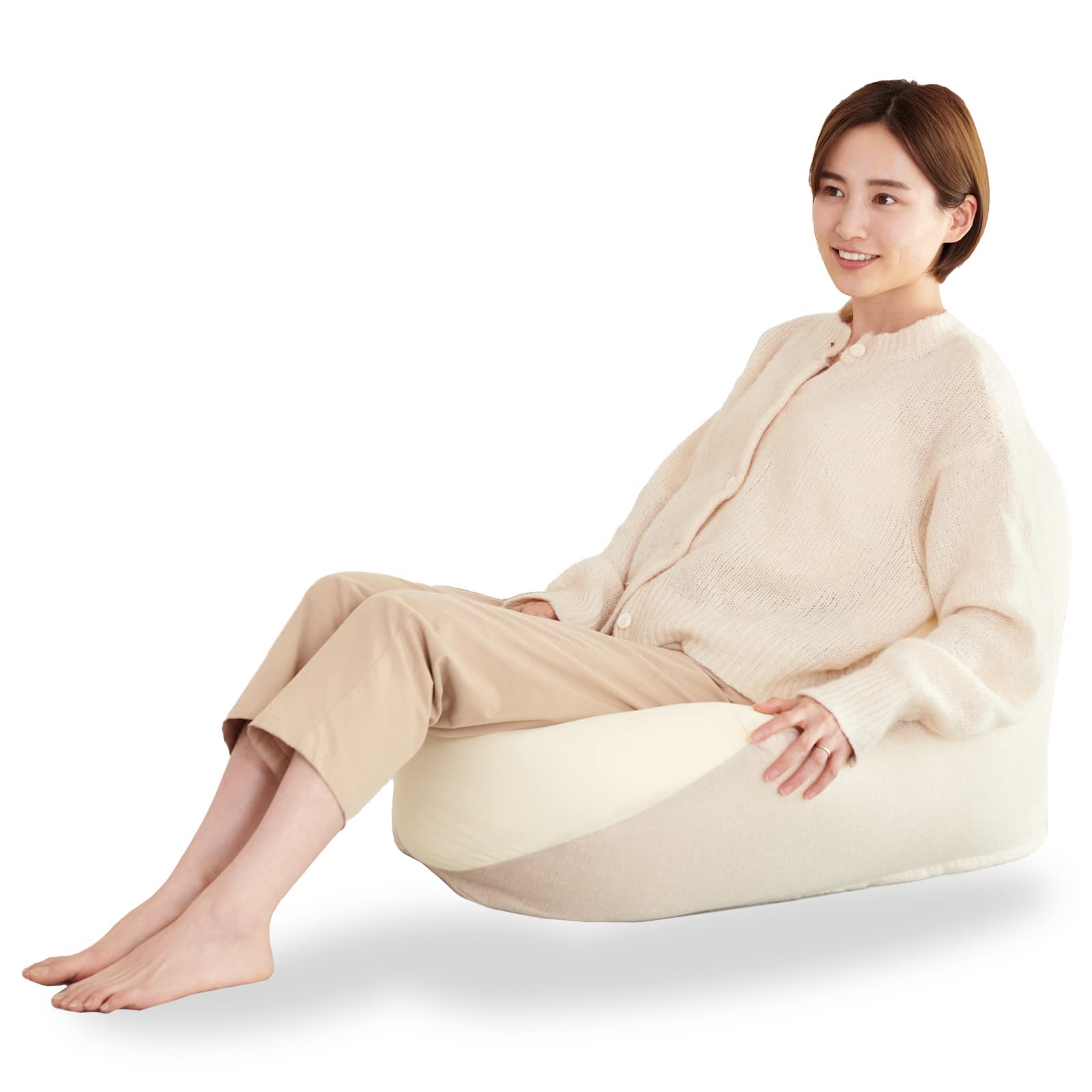 Amazon.co.jp: ビーズクッション 背もたれ 大 アイボリー 62×72×52