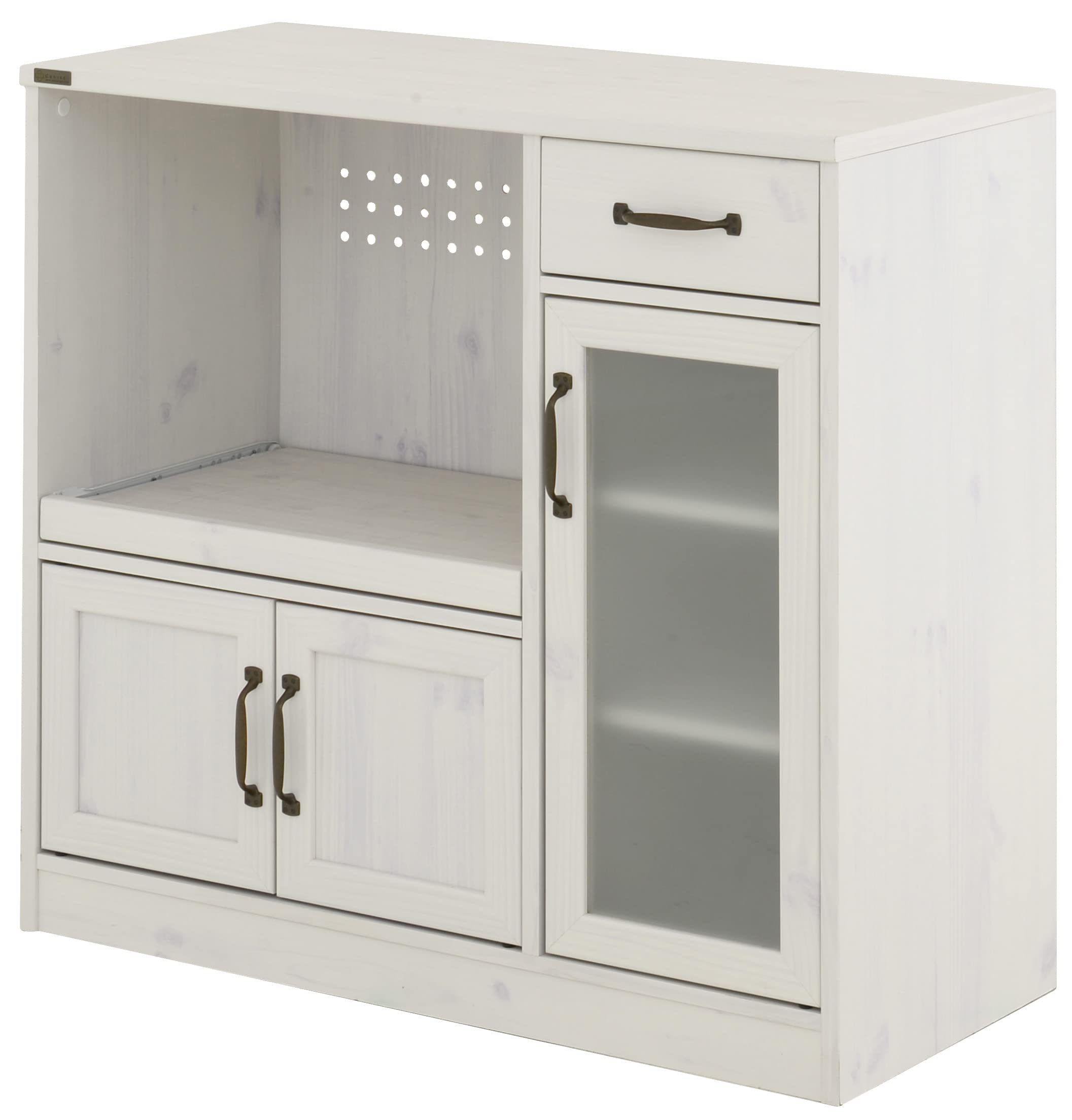 Amazon｜レンジ台 カップボード 食器棚 ホワイト キッチン家電収納