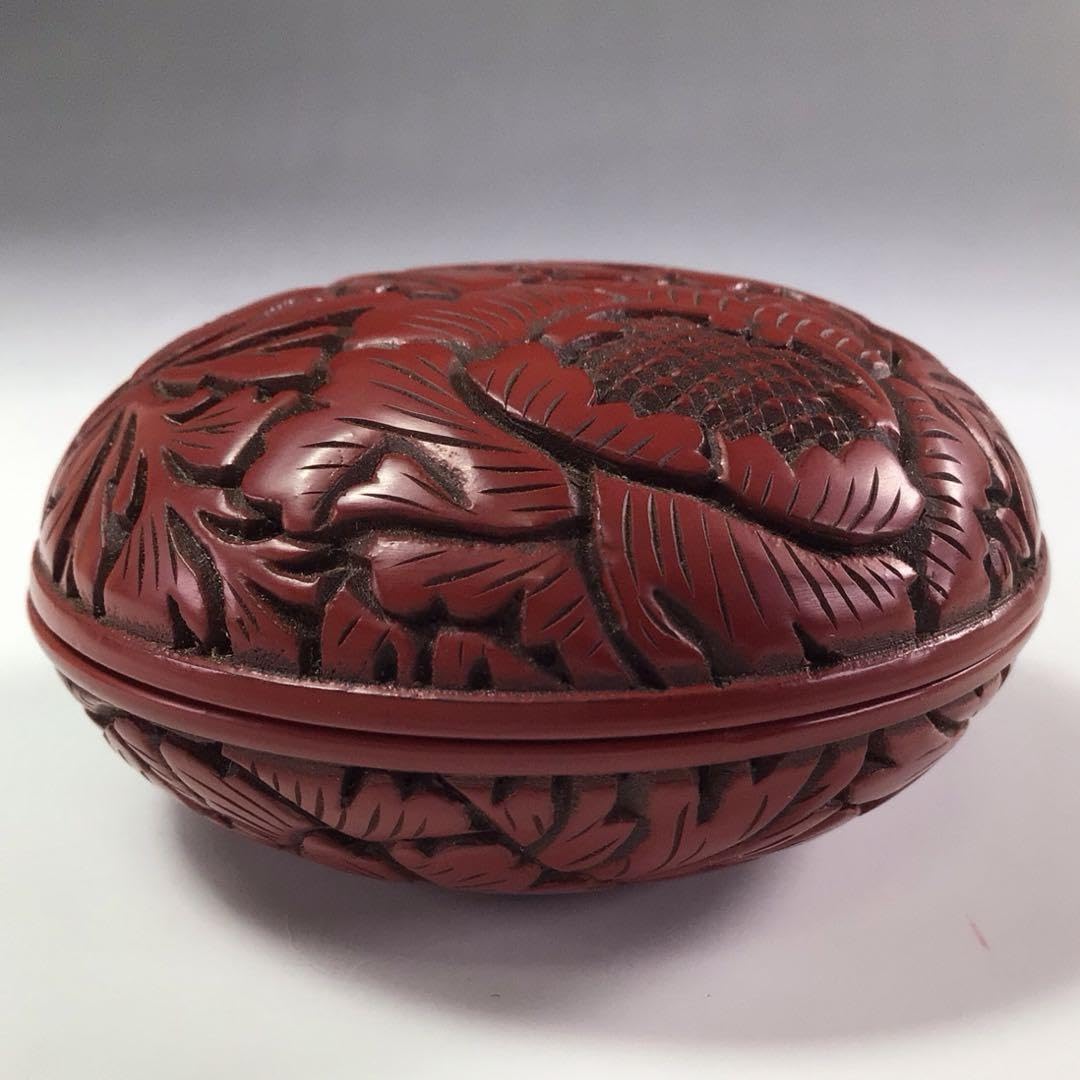 Amazon.co.jp: R694 香合 『漆芸 三野原晃一作』『牡丹彫』『堆朱