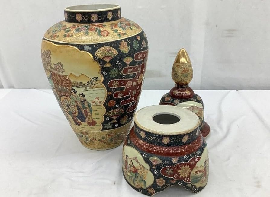 Amazon.co.jp: レア 超大型 薩摩焼 沈降壺 高さ約130cm 花瓶 古中国