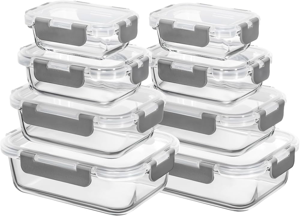 Amazon｜AILTEC 耐熱ガラス 保存容器 8個セット ガラス密閉容器