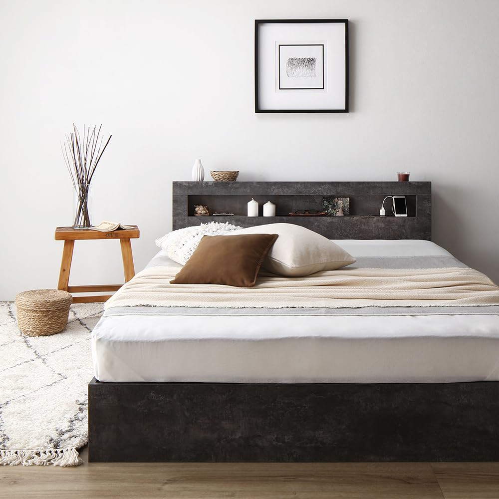 Amazon｜RASIK ベッド シングル フレームのみ ストーングレー 収納付き