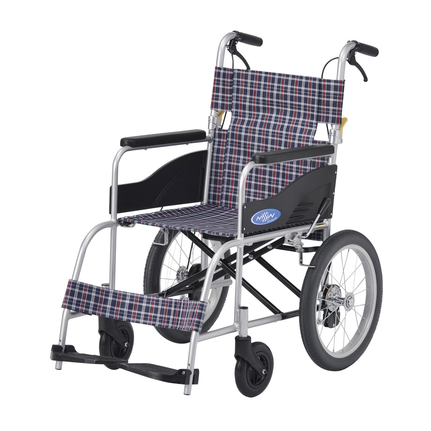 Amazon | 日進医療器 アルミ製 介助用車いす 背折れ 介助ブレーキ付き