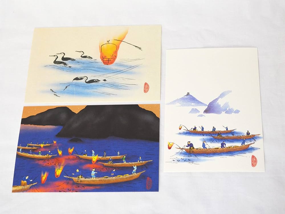 Amazon | ポストカード 3枚セット【A】 絵はがき 岐阜 鵜飼 長良川 金