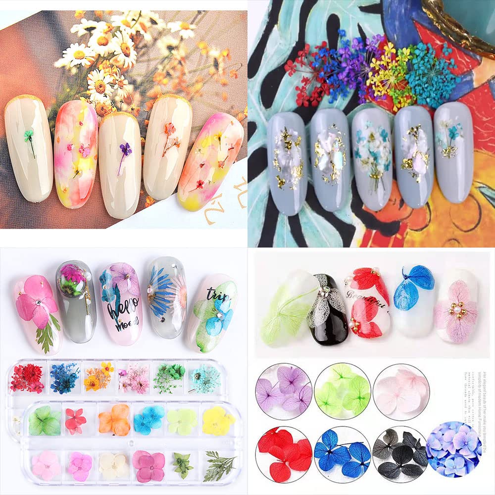 Amazon.co.jp: 2ボックス ドライフラワー ネイルパーツ 上質 押し花
