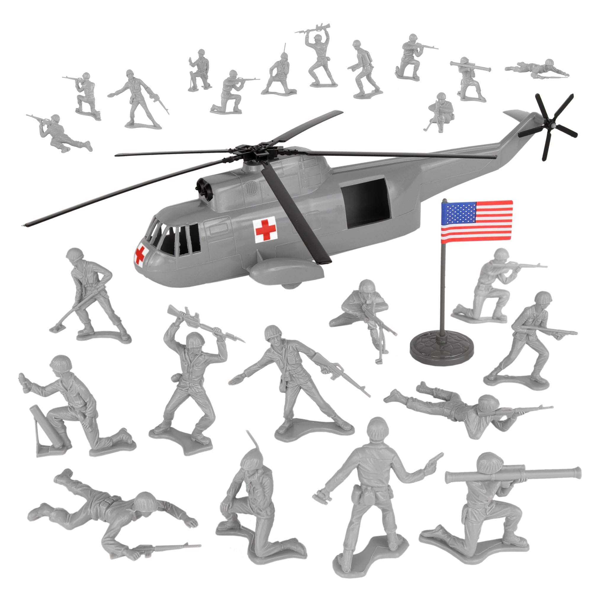 Amazon.com: TimMee Plastic Army Men Helicopter Playset - Gray 26pc