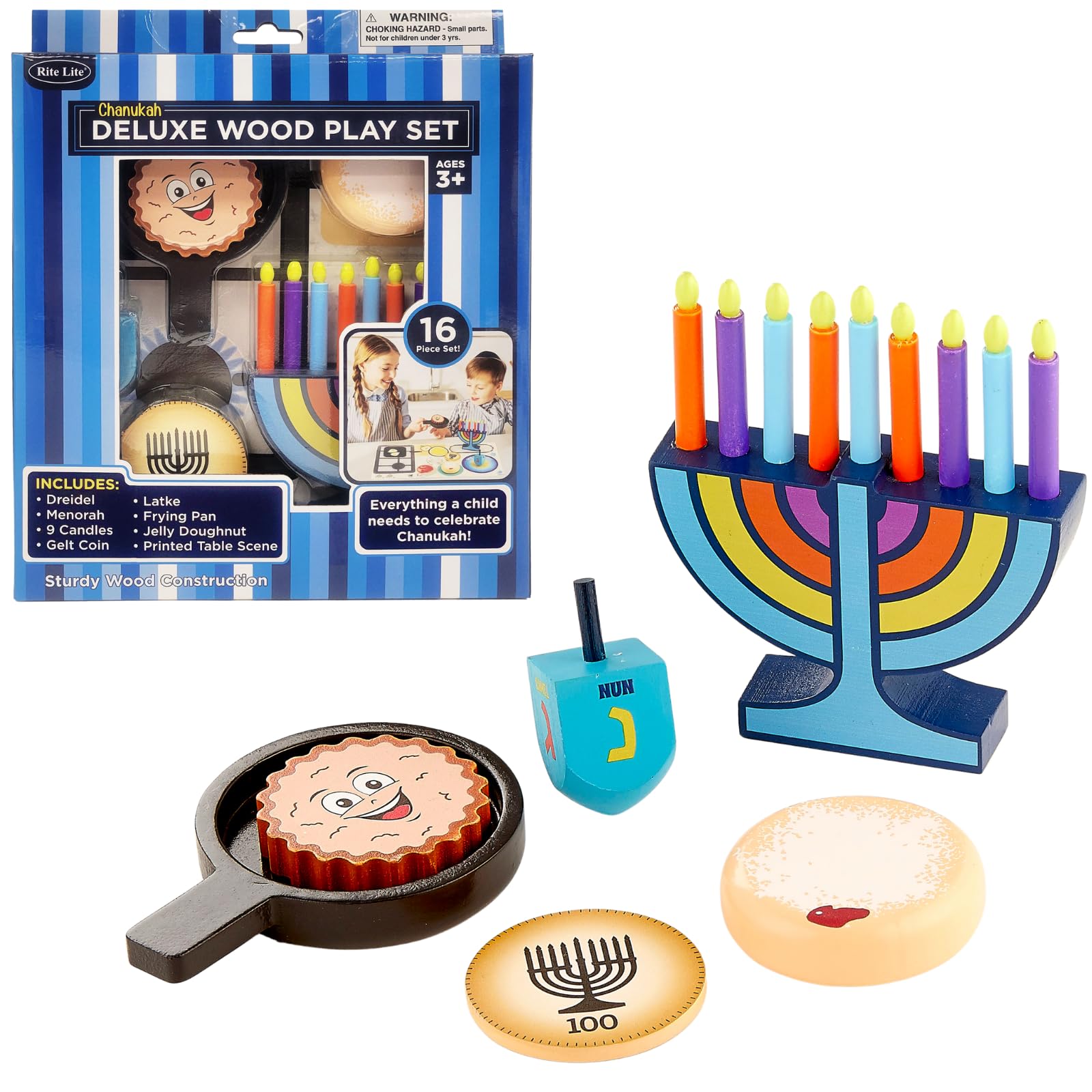 Amazon.com: Rite Lite My Mini Wood Menorah Deluxe Set with