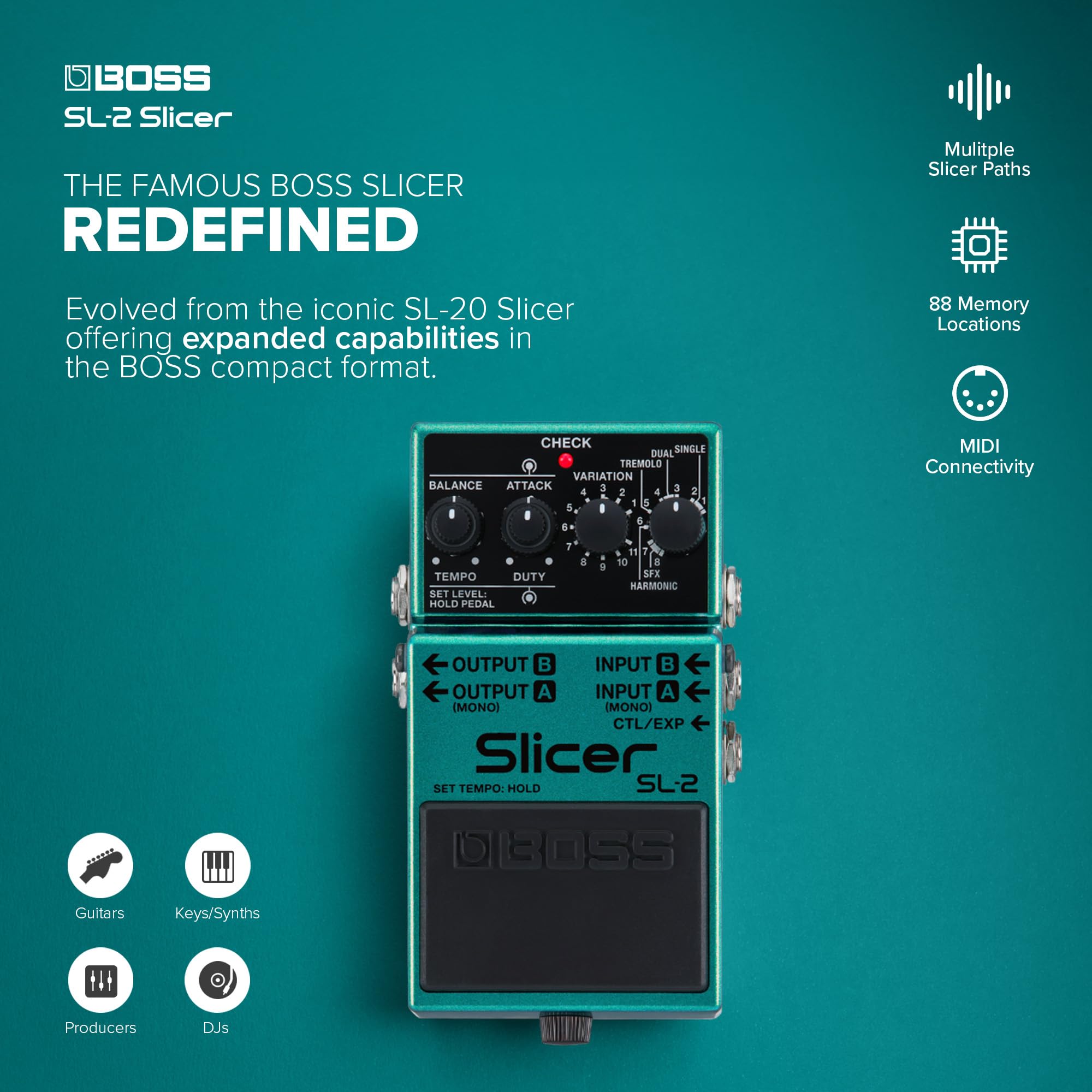 Amazon.com: BOSS SL-2 Slicer | Compact Pedal for Guitar, Keyboard