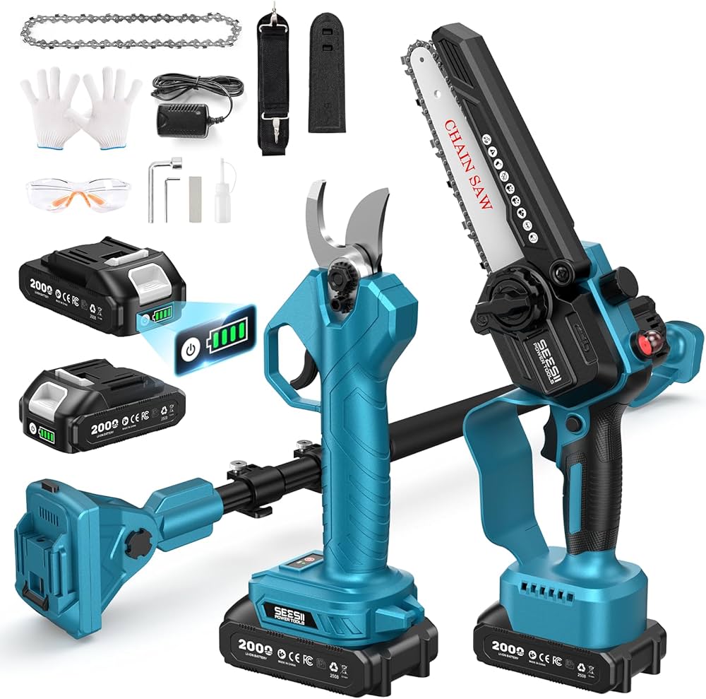 Amazon | SEESII 高枝チェーンソー 電動 6インチ コードレス 充電式
