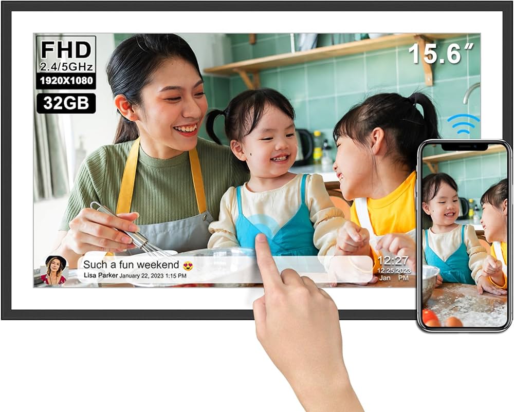 Amazon | 32GBデジタルフォトフレーム 15.6インチ WiFiデジタルフォト